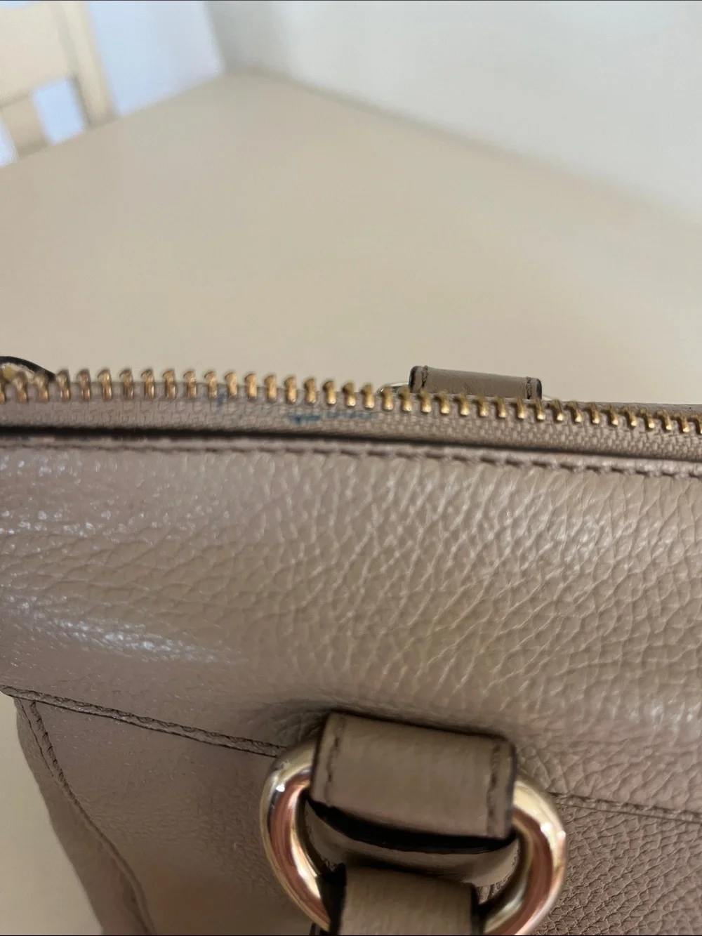 Taupe Leather Top-Handle Women’s Satchel